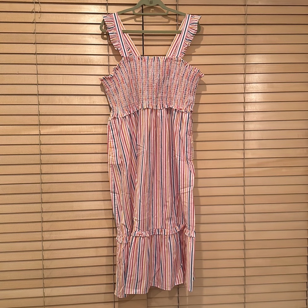 Draper James Kimberly Smocked Striped Midi Dress - Picture 3 of 13